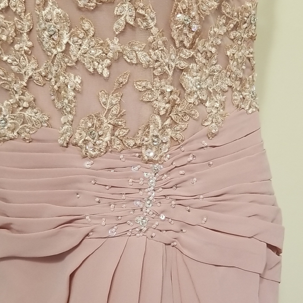 NWT AZAZIE Libby Dusty Rose A-Line Sequins Chiffon Floor-Length Dress Wedding 14 - Picture 6 of 16